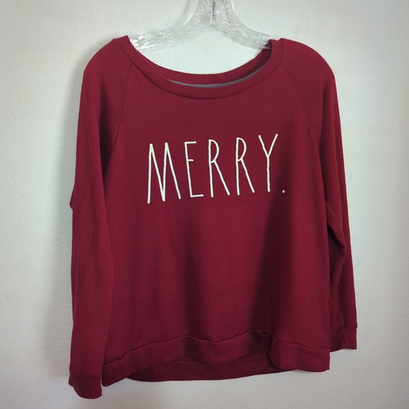 Rae Dunn Sweaters - Rae Dunn “Merry” Soft Red Sweatshirt  Crewneck Holiday Christmas Women's Medium